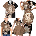 Hedgehog Indigenous Art Australia Family Matching Short Sleeve Bodycon Dress and Hawaiian Shirt - Aussie Hoodie