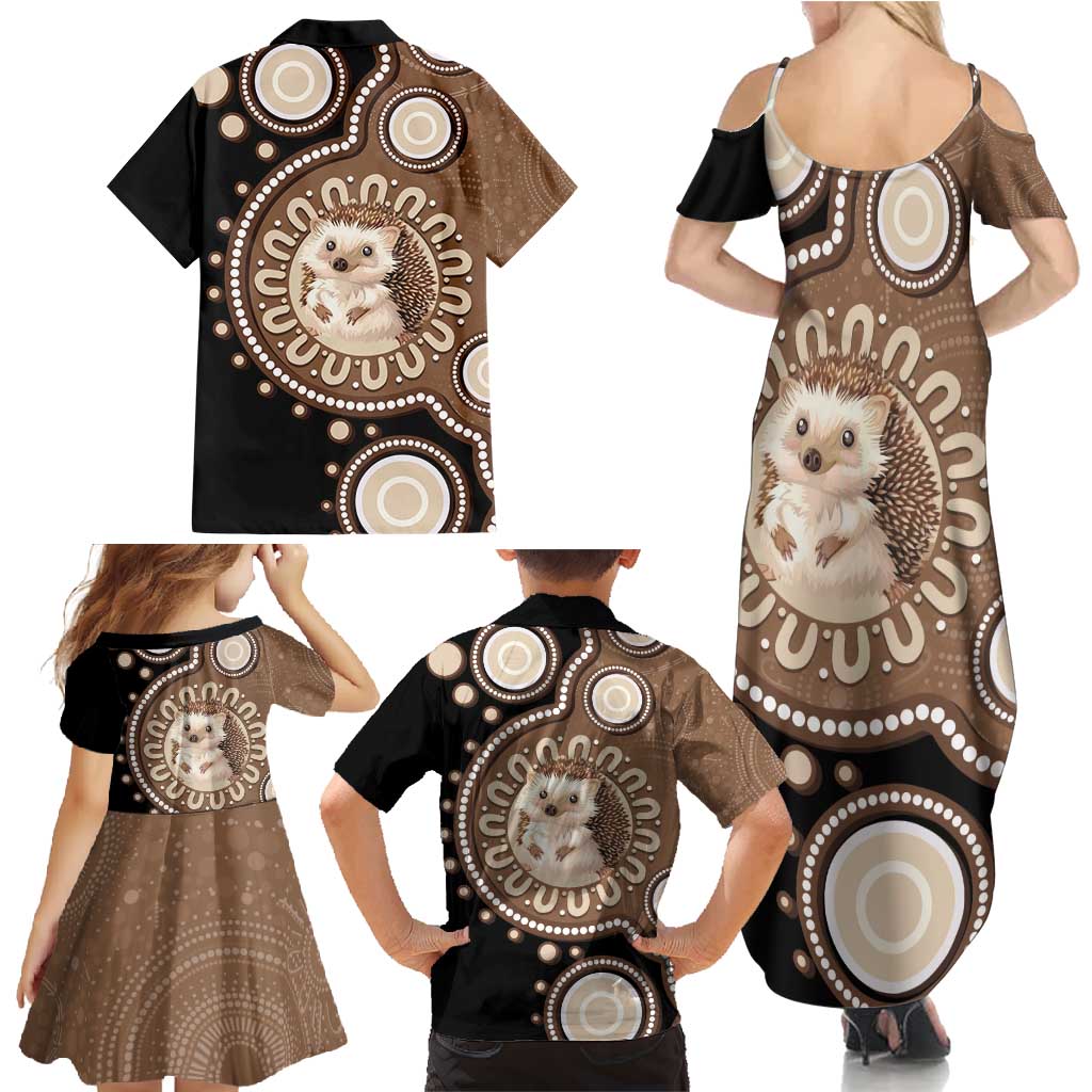 Hedgehog Indigenous Art Australia Family Matching Summer Maxi Dress and Hawaiian Shirt - Aussie Hoodie