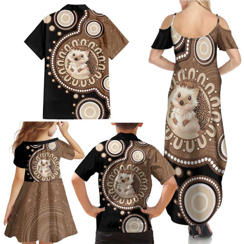 Hedgehog Indigenous Art Australia Family Matching Summer Maxi Dress and Hawaiian Shirt - Aussie Hoodie