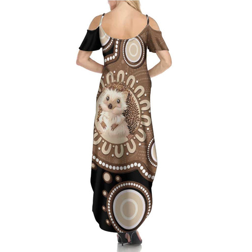 Hedgehog Indigenous Art Australia Family Matching Summer Maxi Dress and Hawaiian Shirt - Aussie Hoodie