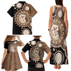 Hedgehog Indigenous Art Australia Family Matching Tank Maxi Dress and Hawaiian Shirt - Aussie Hoodie