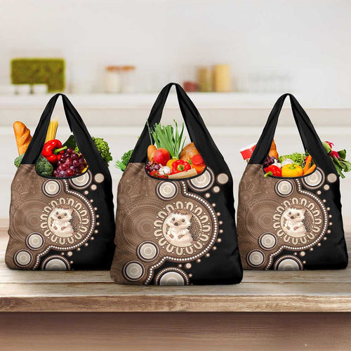 Hedgehog Indigenous Art Australia Grocery Bag - Aussie Hoodie