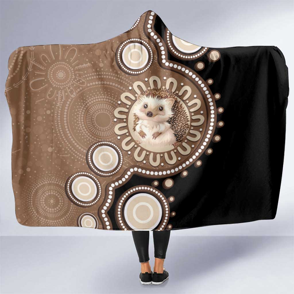 Hedgehog Indigenous Art Australia Hooded Blanket - Aussie Hoodie