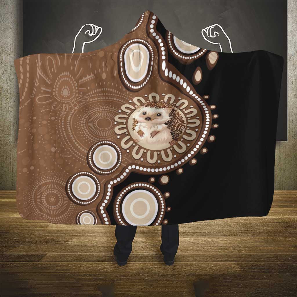 Hedgehog Indigenous Art Australia Hooded Blanket - Aussie Hoodie