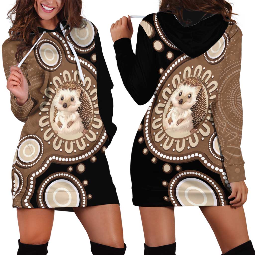 Hedgehog Indigenous Art Australia Hoodie Dress - Aussie Hoodie