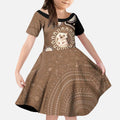 Hedgehog Indigenous Art Australia Kid Short Sleeve Dress - Aussie Hoodie