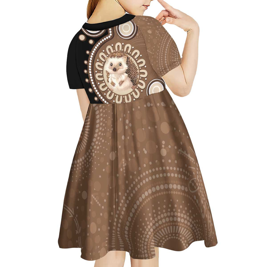 Hedgehog Indigenous Art Australia Kid Short Sleeve Dress - Aussie Hoodie