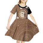 Hedgehog Indigenous Art Australia Kid Short Sleeve Dress - Aussie Hoodie
