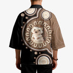 Hedgehog Indigenous Art Australia Kimono - Aussie Hoodie
