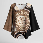 Hedgehog Indigenous Art Australia Kimono Sleeve Blouse - Aussie Hoodie