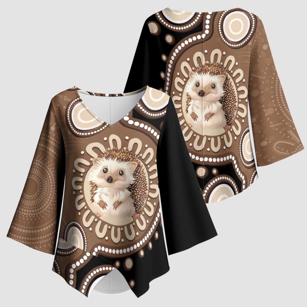 Hedgehog Indigenous Art Australia Kimono Sleeve Blouse - Aussie Hoodie