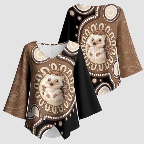 Hedgehog Indigenous Art Australia Kimono Sleeve Blouse - Aussie Hoodie