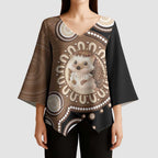 Hedgehog Indigenous Art Australia Kimono Sleeve Blouse - Aussie Hoodie