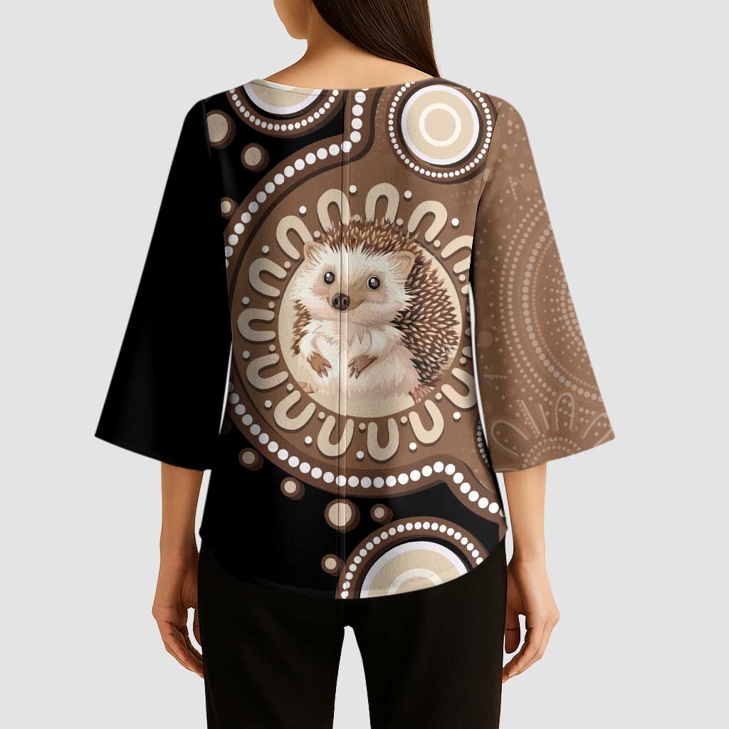 Hedgehog Indigenous Art Australia Kimono Sleeve Blouse - Aussie Hoodie