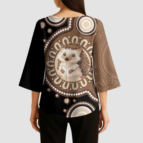 Hedgehog Indigenous Art Australia Kimono Sleeve Blouse - Aussie Hoodie
