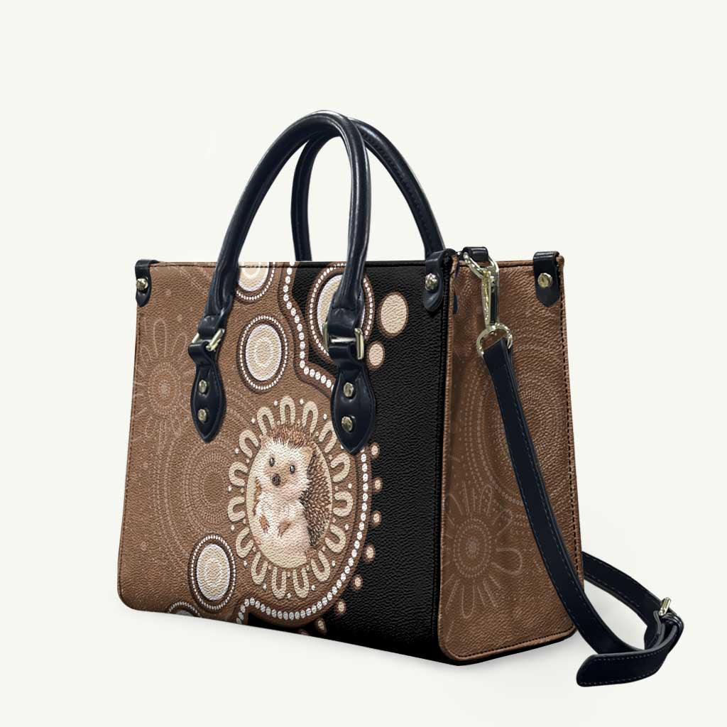 Hedgehog Indigenous Art Australia Leather Bag - Aussie Hoodie