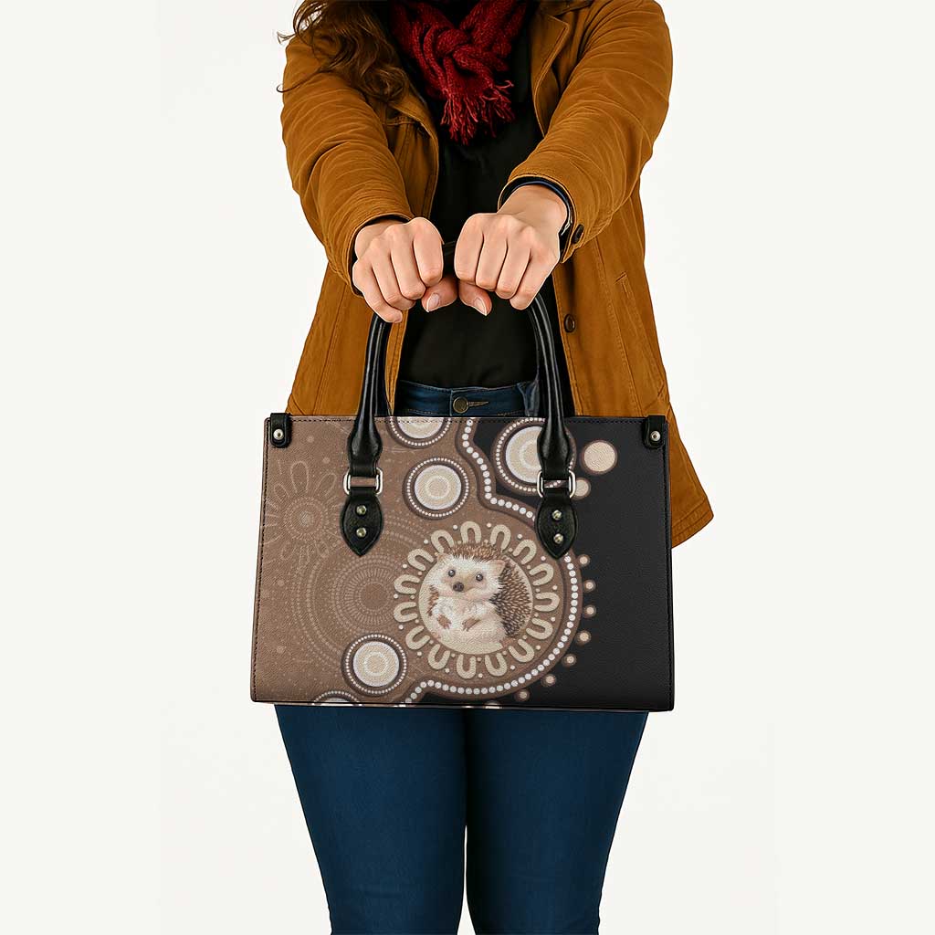 Hedgehog Indigenous Art Australia Leather Bag - Aussie Hoodie