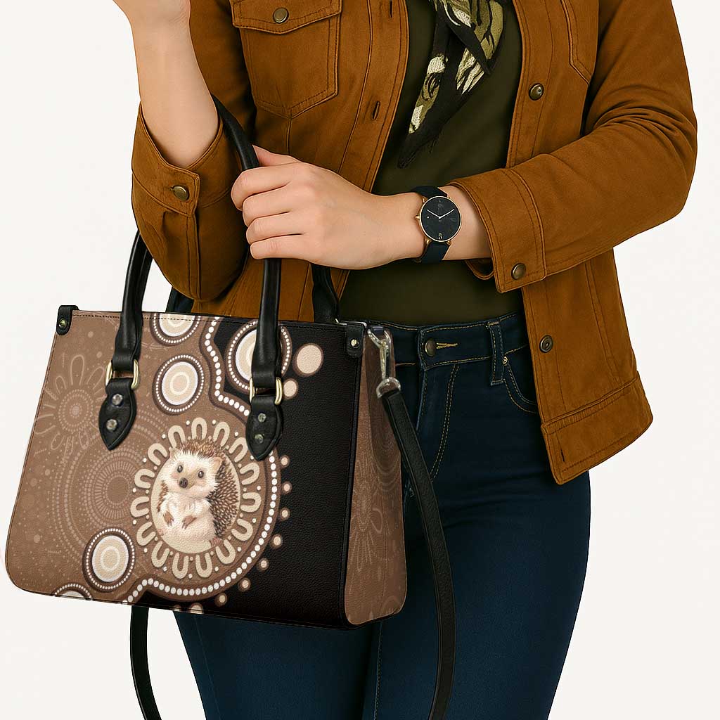 Hedgehog Indigenous Art Australia Leather Bag - Aussie Hoodie