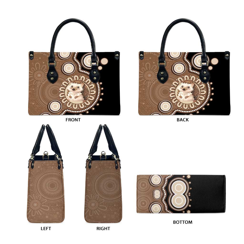 Hedgehog Indigenous Art Australia Leather Bag - Aussie Hoodie