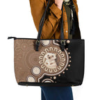 Hedgehog Indigenous Art Australia Leather Tote Bag - Aussie Hoodie