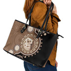 Hedgehog Indigenous Art Australia Leather Tote Bag - Aussie Hoodie