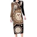 Hedgehog Indigenous Art Australia Long Sleeve Bodycon Dress - Aussie Hoodie