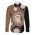 Hedgehog Indigenous Art Australia Long Sleeve Button Shirt - Aussie Hoodie