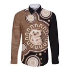 Hedgehog Indigenous Art Australia Long Sleeve Button Shirt - Aussie Hoodie