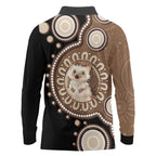 Hedgehog Indigenous Art Australia Long Sleeve Polo Shirt - Aussie Hoodie