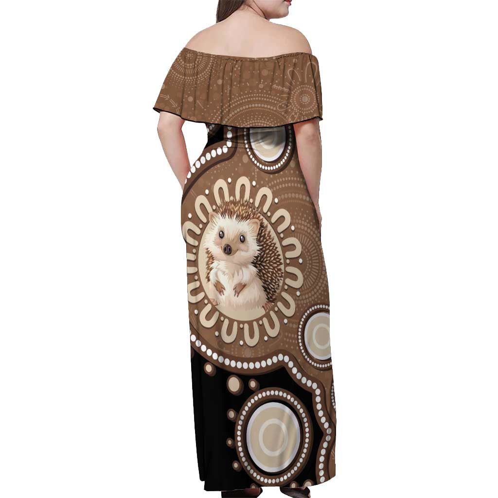 Hedgehog Indigenous Art Australia Off Shoulder Maxi Dress - Aussie Hoodie