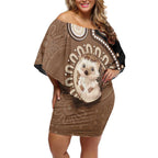 Hedgehog Indigenous Art Australia Off Shoulder Short Dress - Aussie Hoodie