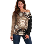 Hedgehog Indigenous Art Australia Off Shoulder Sweater - Aussie Hoodie