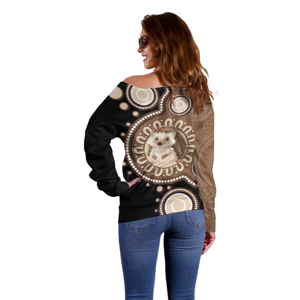 Hedgehog Indigenous Art Australia Off Shoulder Sweater - Aussie Hoodie