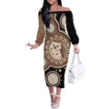 Hedgehog Indigenous Art Australia Off The Shoulder Long Sleeve Dress - Aussie Hoodie