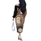 Hedgehog Indigenous Art Australia Off The Shoulder Long Sleeve Dress - Aussie Hoodie