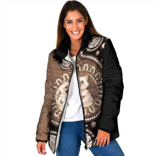 Hedgehog Indigenous Art Australia Padded Jacket - Aussie Hoodie