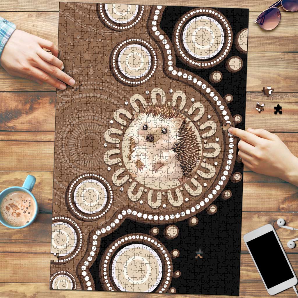 Hedgehog Indigenous Art Australia Puzzle - Aussie Hoodie