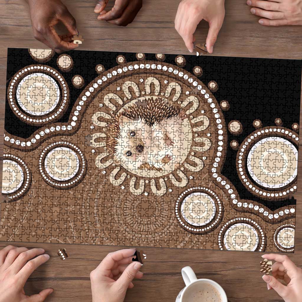 Hedgehog Indigenous Art Australia Puzzle - Aussie Hoodie