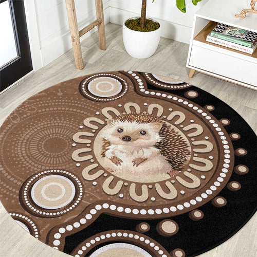 Hedgehog Indigenous Art Australia Round Carpet - Aussie Hoodie