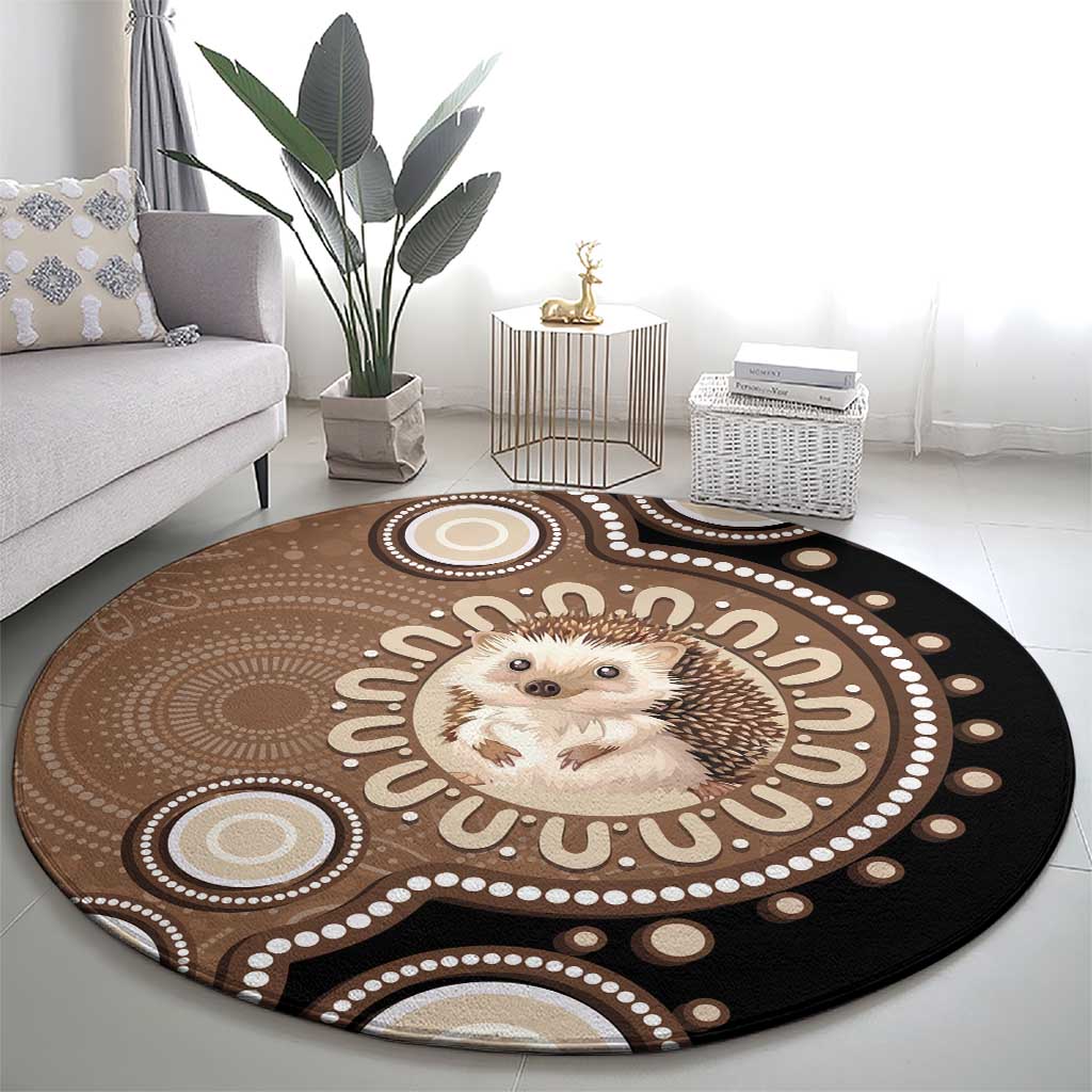Hedgehog Indigenous Art Australia Round Carpet - Aussie Hoodie