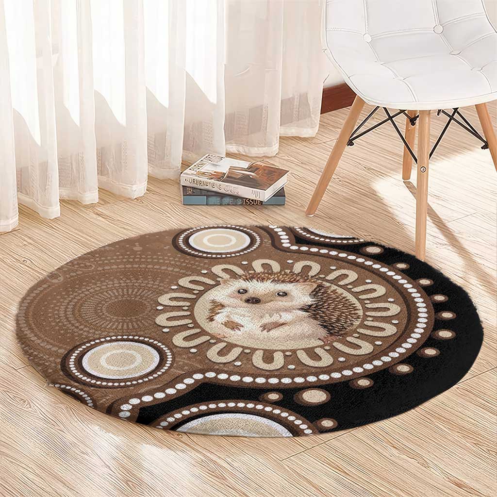 Hedgehog Indigenous Art Australia Round Carpet - Aussie Hoodie