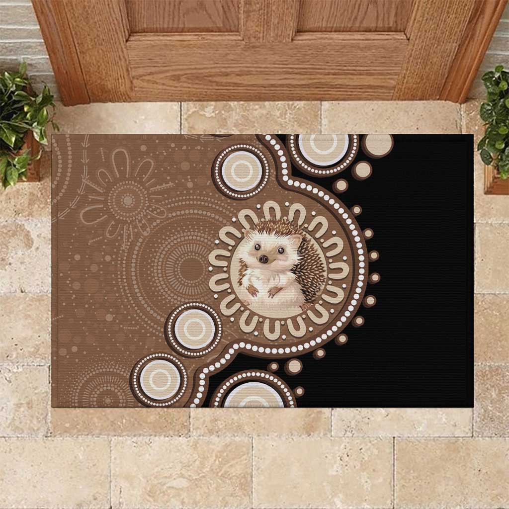 Hedgehog Indigenous Art Australia Rubber Doormat - Aussie Hoodie