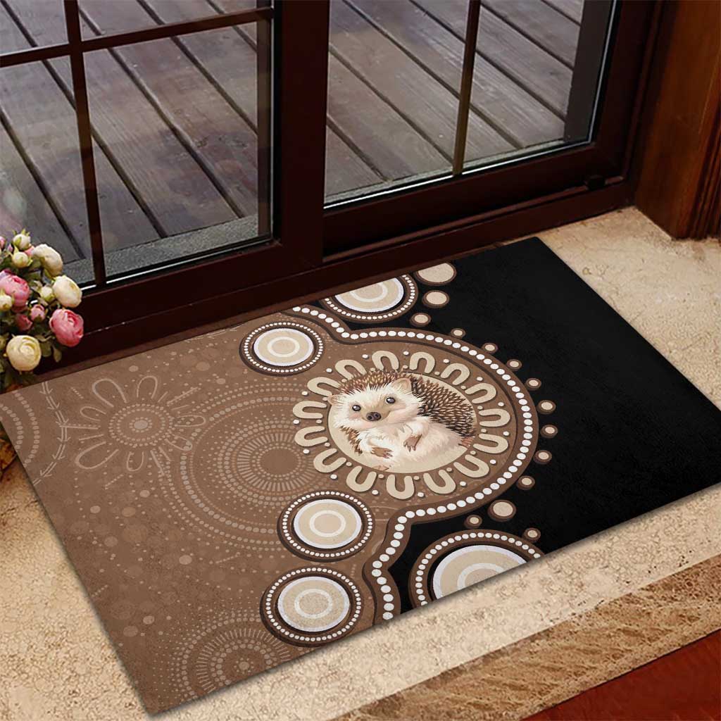 Hedgehog Indigenous Art Australia Rubber Doormat - Aussie Hoodie