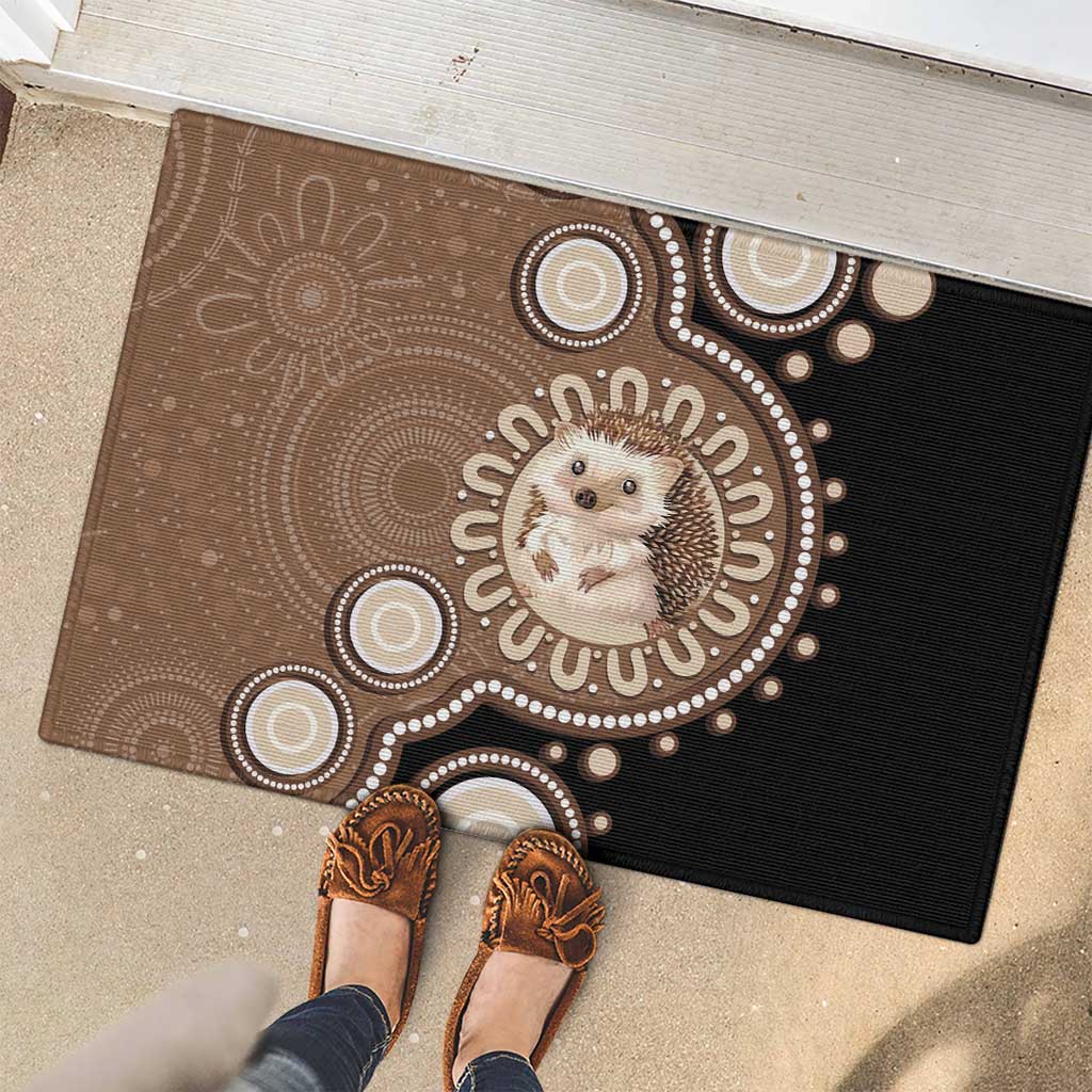 Hedgehog Indigenous Art Australia Rubber Doormat - Aussie Hoodie