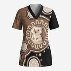 Hedgehog Indigenous Art Australia Scrub Top - Aussie Hoodie