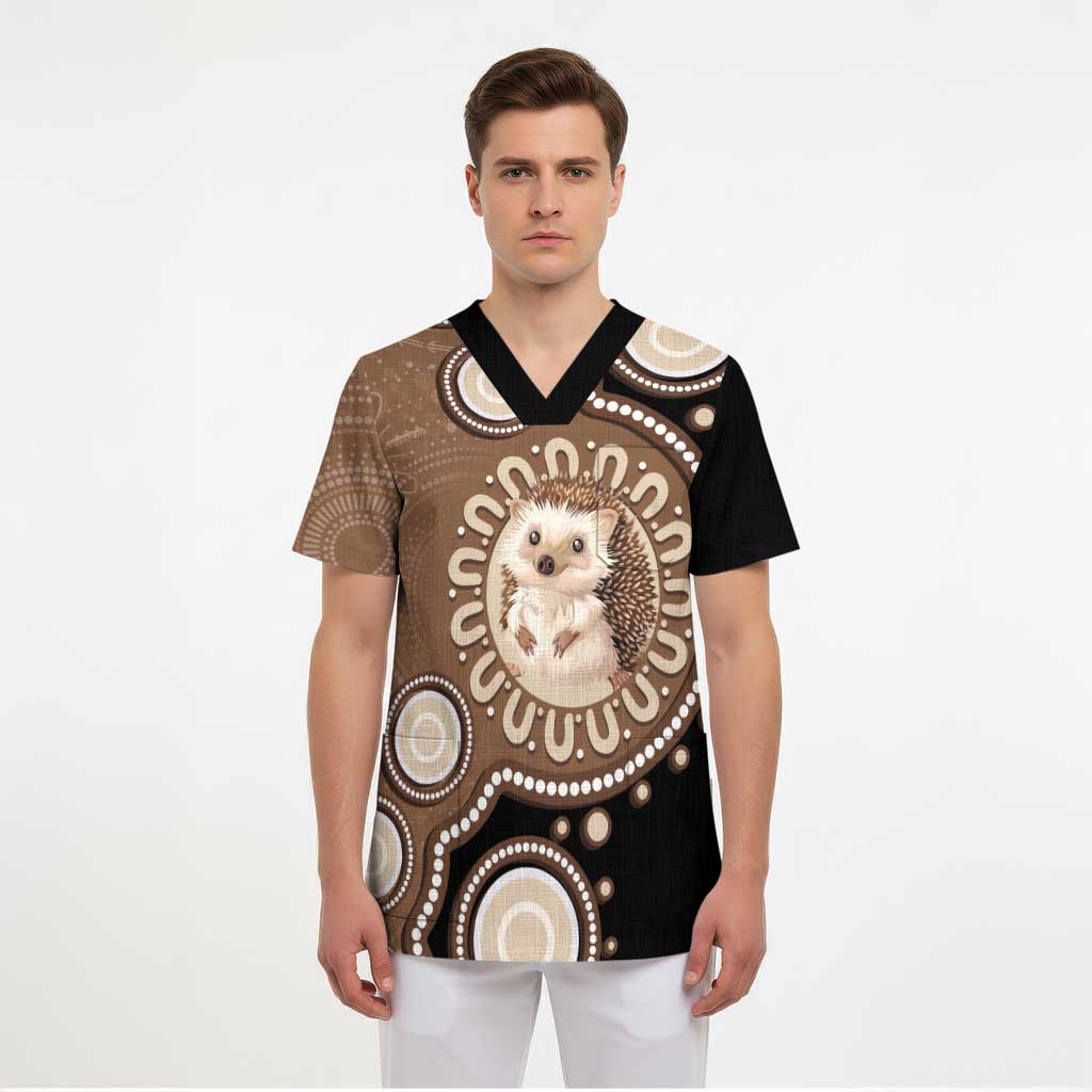 Hedgehog Indigenous Art Australia Scrub Top - Aussie Hoodie