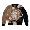 Hedgehog Indigenous Art Australia Sleeve Zip Bomber Jacket - Aussie Hoodie