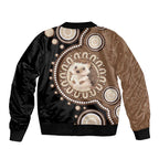 Hedgehog Indigenous Art Australia Sleeve Zip Bomber Jacket - Aussie Hoodie