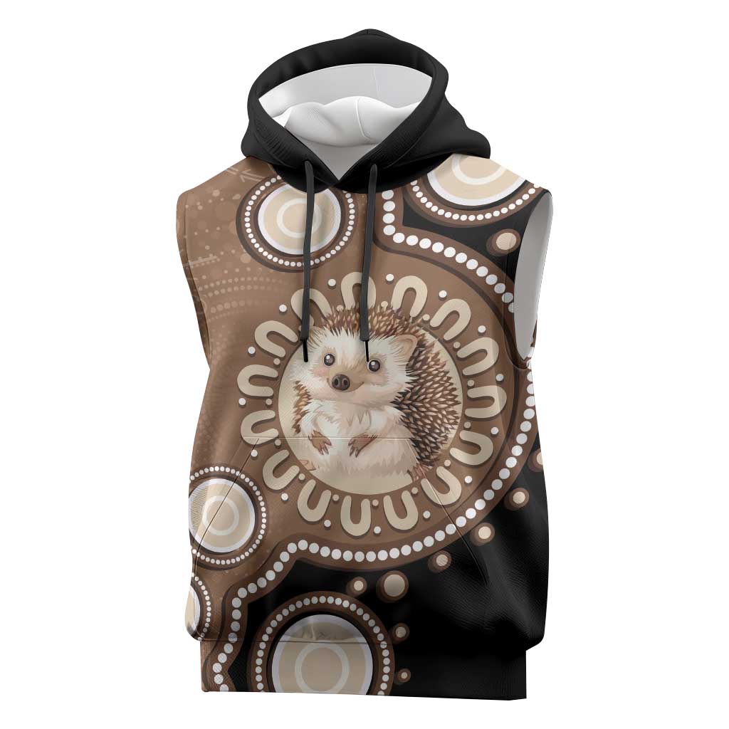 Hedgehog Indigenous Art Australia Sleeveless Hoodie - Aussie Hoodie