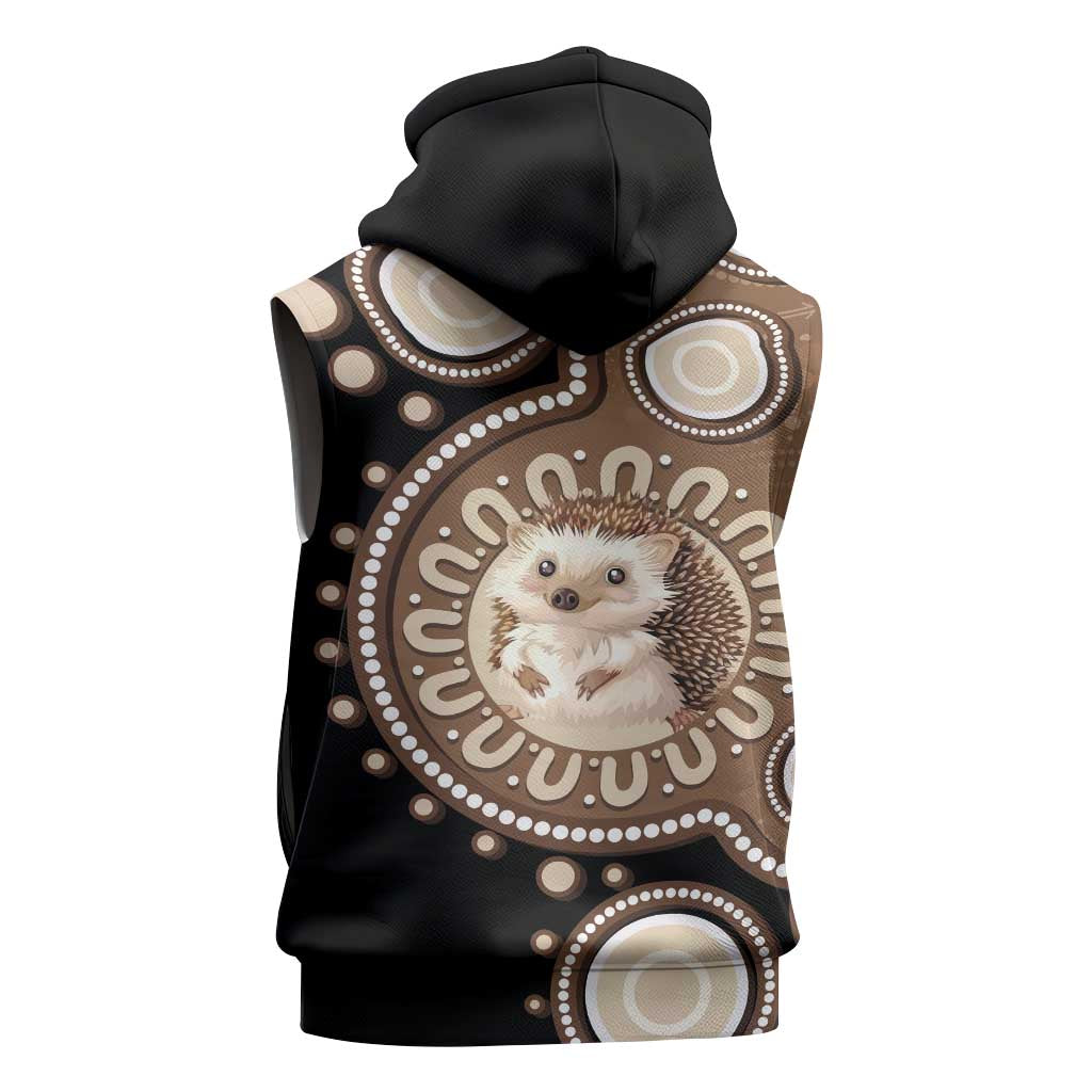 Hedgehog Indigenous Art Australia Sleeveless Hoodie - Aussie Hoodie